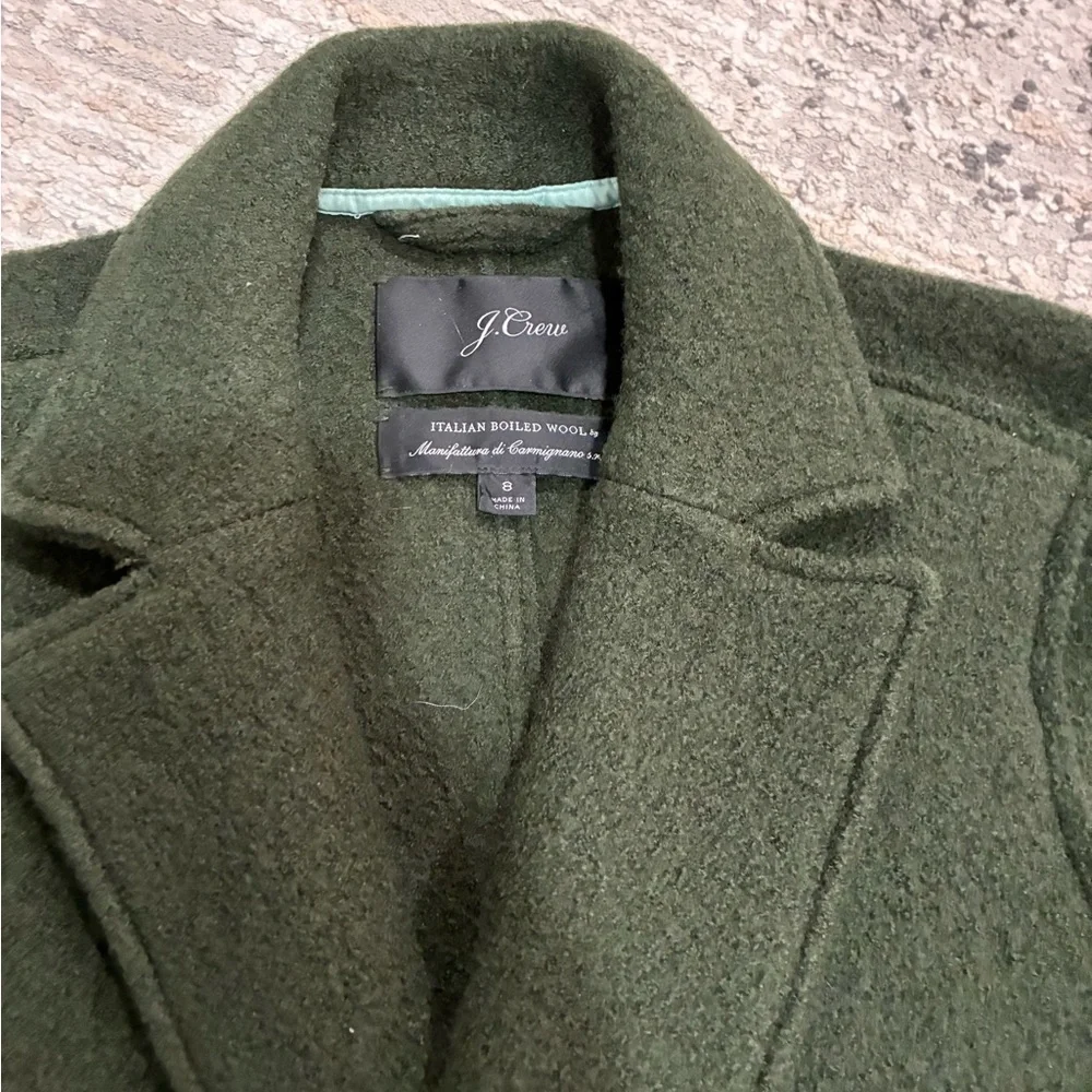 J. Crew Olive Green Double-Breasted Wool Pea Coat